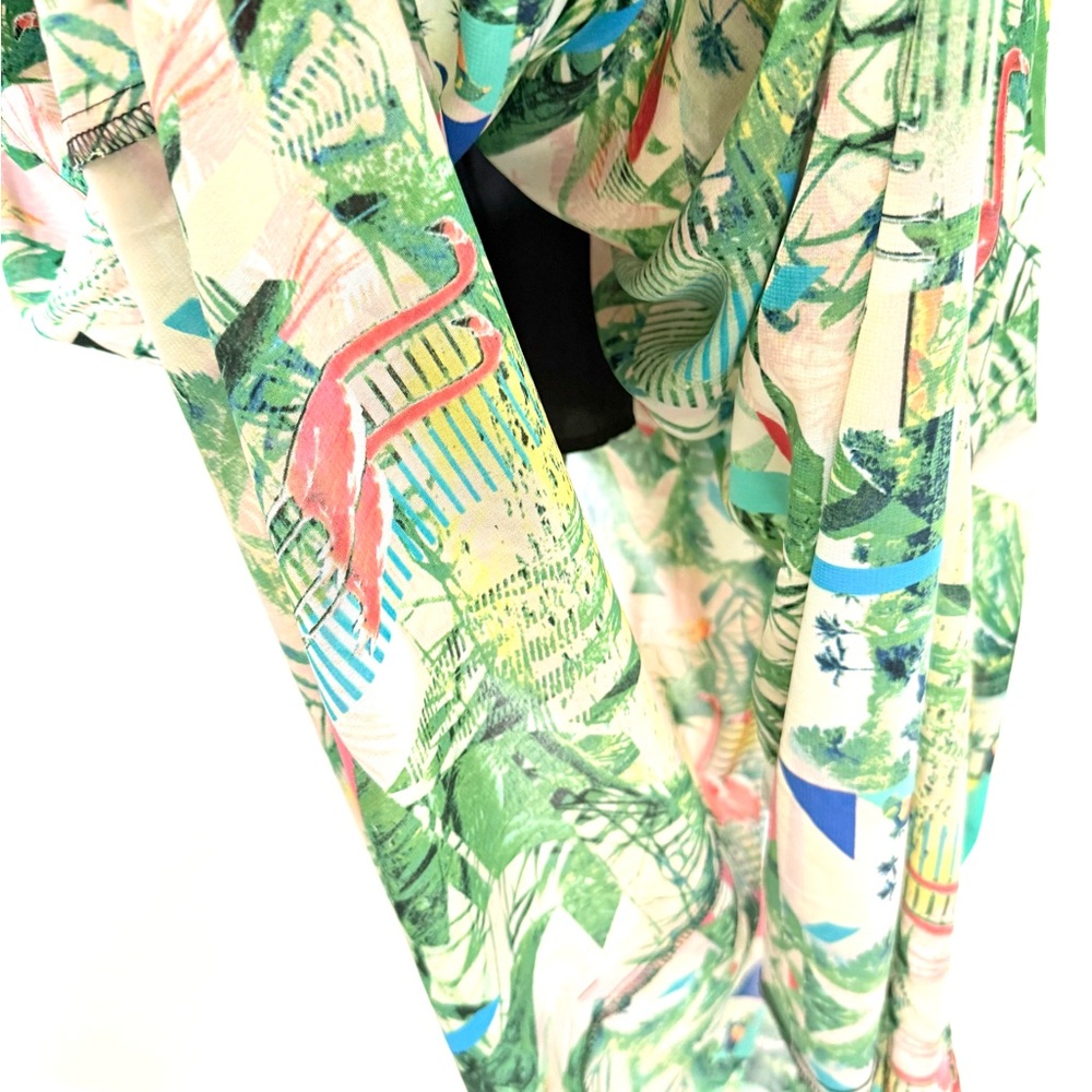 Nicole by Nicole Miller Black Top Green Tropical Print Maxi Skirt 14 - Picture 5 of 10